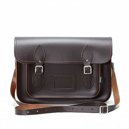Zatchels Classic Satchel Dark Brown 16-inch